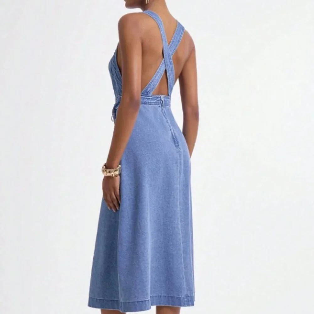 New Stella Bib Denim Dress Large - Picture 4 of 12